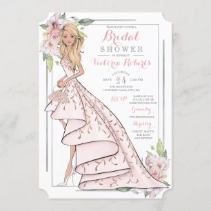 Illustriert Bridge Floral Brautparty Einladung