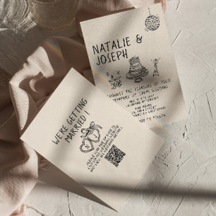 Illustriert Cake Quirky Suite QR Code Fun Wedding Einladung