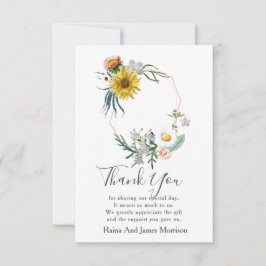 Illustriert Daisies Floral Wedding Vielen Dank Dankeskarte
