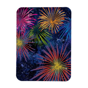Illustriert Fireworks Magnet Dark Sky