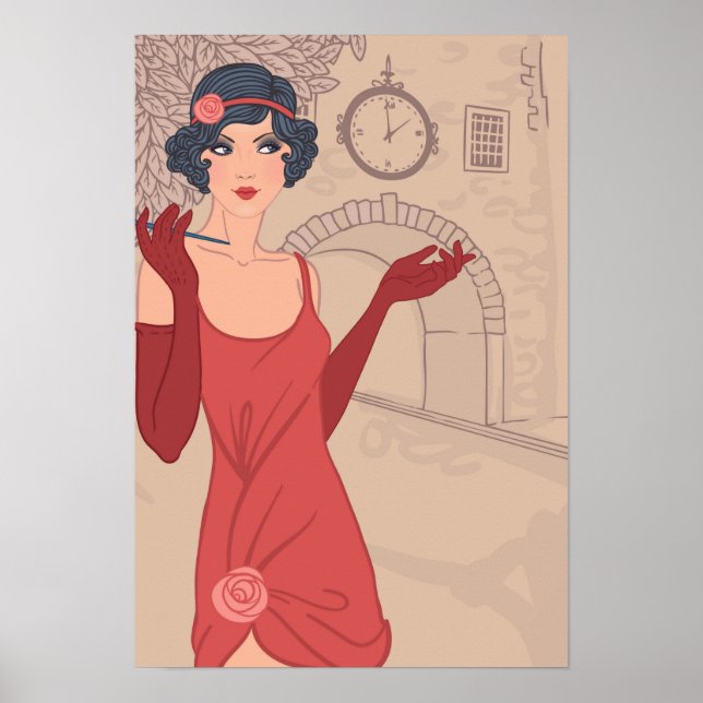 Illustriert Flapper Girl Poster (Vorne)