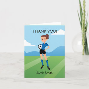 Illustriert Girl's Soccer Danke-Card Dankeskarte