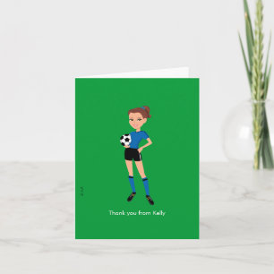 Illustriert Girl's Soccer Danke-Card Dankeskarte