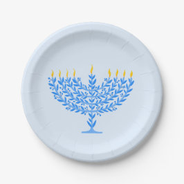 Illustriert Menorah Hanukkah Pappteller