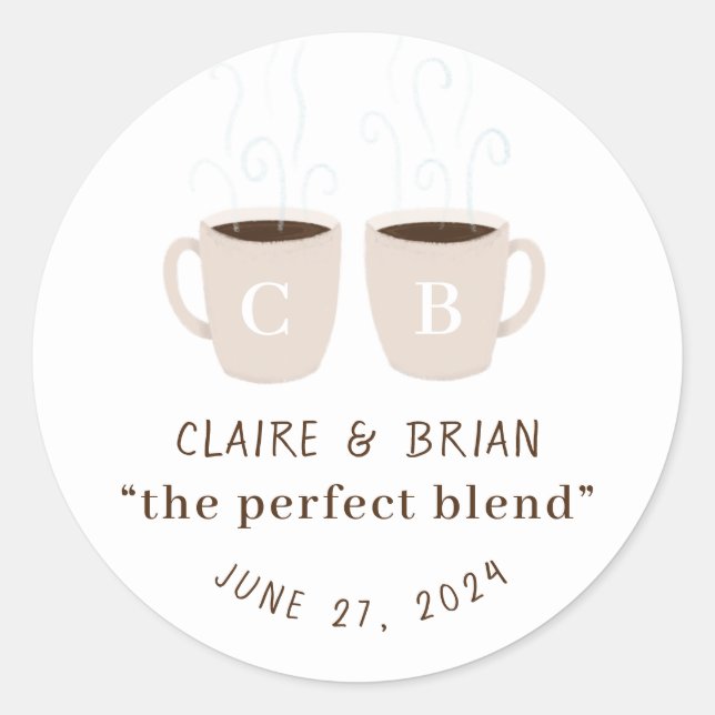 Illustriert Perfect Blend Mit Monogramm Tasse bevo Runder Aufkleber (Vorderseite)