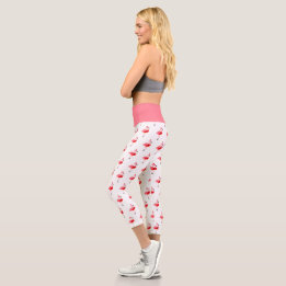 Illustriert Pink Flamingo Weihnachten Capri Leggings