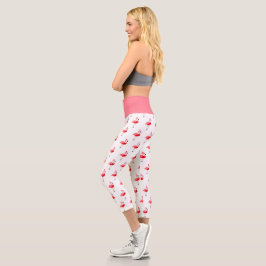 Illustriert Pink Flamingo Weihnachten Capri Leggings