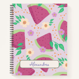 Illustriert Pink Watermelon Handgezeichnet Muster Notizbuch
