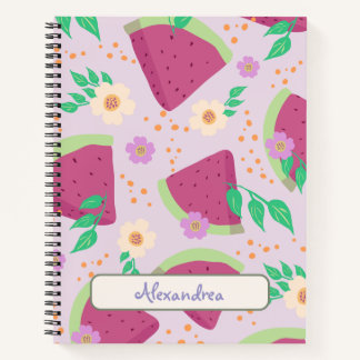 Illustriert Pink Watermelon Handgezeichnet Muster Notizbuch