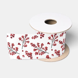 Illustriert Red Holly Berries Satin Ribbon Satinband
