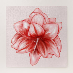 Illustriert-rosa-weiße Amaryllis Puzzle