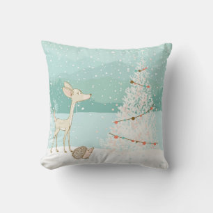 Illustriert Snowy Christmas Pillow Kissen