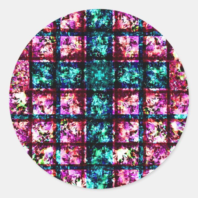 Illustriert verkettete Glaskreuzkleber Runder Aufkleber (Vorderseite)