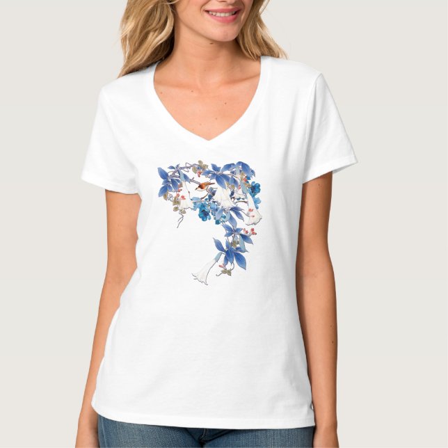 Illustriert-Weißer Wasserfarben-Mondblume T-Shirt (Vorderseite)