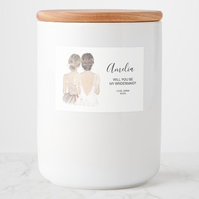 Illustriert wirst du mein Bridesmaid-Kerzenlabel s Lebensmitteletikett (Vorderseite)