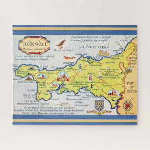 Illustrierte 16x20 Karte von Cornwall England Puzzle
