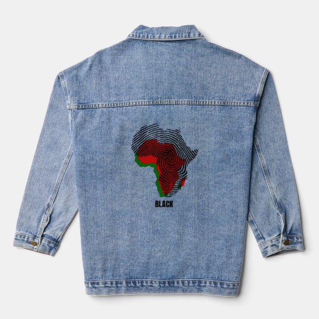 Illustrierte Afrika-Denimjacke – Schwarze Geschich Jeansjacke (Rückseite)
