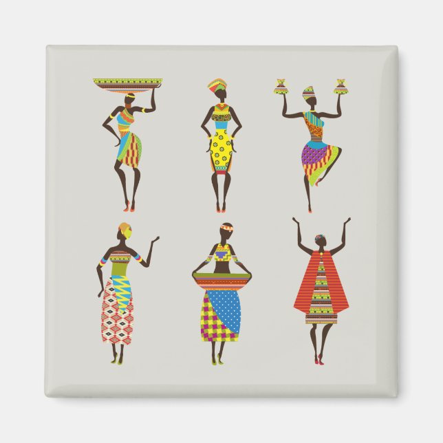 Illustrierte afrikanische Frauen Magnet (Vorne)