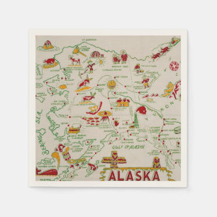 Illustrierte Alaska-Karte Serviette
