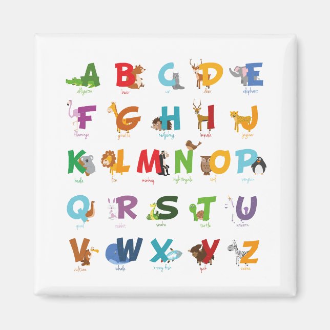 Illustrierte Alphabettiere Magnet (Vorne)