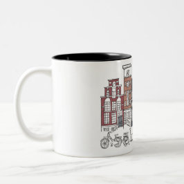 Illustrierte Amsterdam- und Fahrrad-Tasse Zweifarbige Tasse