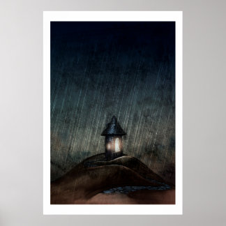 Illustrierte Art Poster "Warm, wenn es regnet"