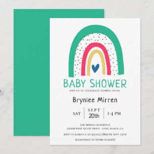 Illustrierte Babydusche aus Rainbow Einladung