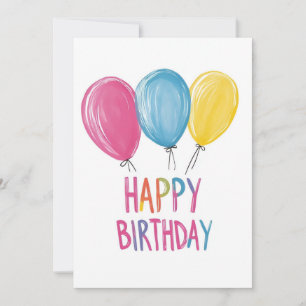 Illustrierte Balloons glücklich zum Geburtstag Einladung