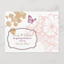 Illustrierte Blume & Butterfly Garden Wedding Ankündigungspostkarte