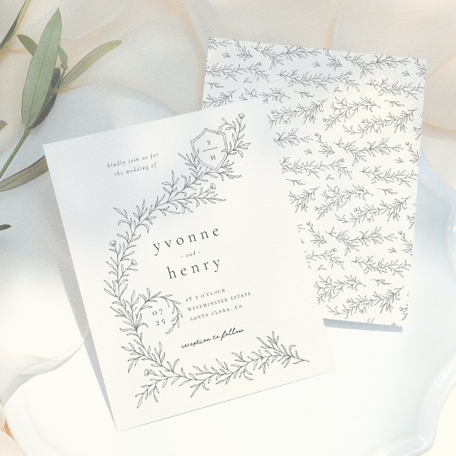 Illustrierte Botanische Hochzeit mit Black & Cream (Von Creator hochgeladen)