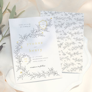 Illustrierte botanische Schwarz-Weiß-Hochzeit Folieneinladung