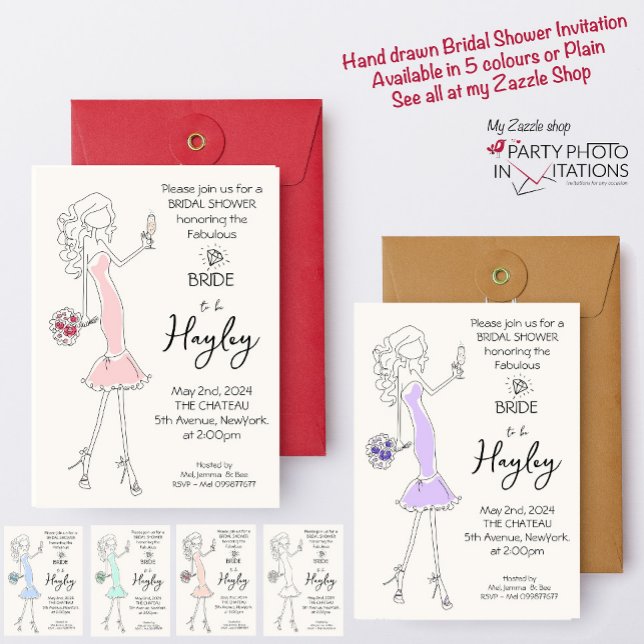 Illustrierte Bridal-Dusche in Handschrift Einladung (Fun Hand drawn Bridal Shower Invitation)