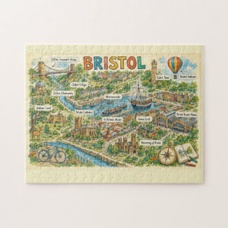 Illustrierte Bristol-Landmarken-Abenteuerkarte Puzzle