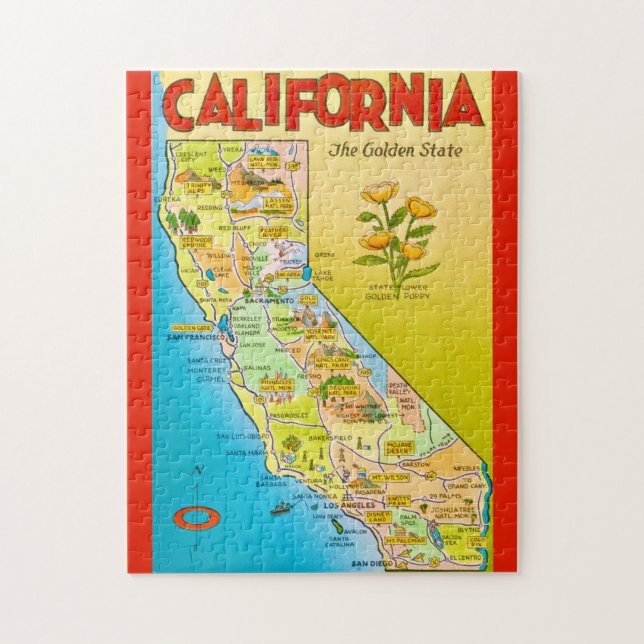 Illustrierte California State 11x14 Puzzle (Vertikal)