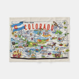 Illustrierte Colorado-Karte Klein Fleecedecke