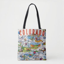 Illustrierte Colorado-Karte Schultertasche