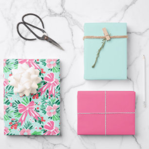 Illustrierte Coquette Bow Moderne Minze Geschenkwr Geschenkpapier Set