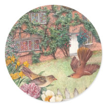 Illustrierte cotswolds Hütte Gartenlabel