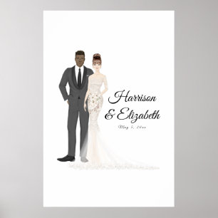 Illustrierte Couple Wedding Guest Book Alternative Poster