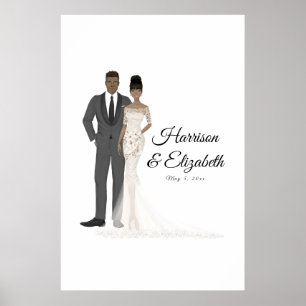Illustrierte Couple Wedding Guest Book Alternative Poster