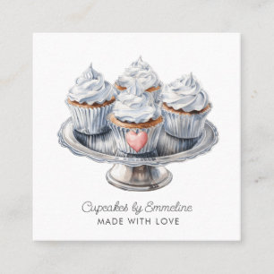 Illustrierte Cupcake Baker Caterer Business Card Quadratische Visitenkarte