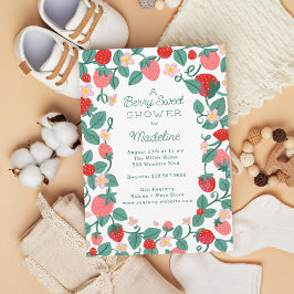 Illustrierte Erdbeere Berry Sweet Baby Dusche Einladung