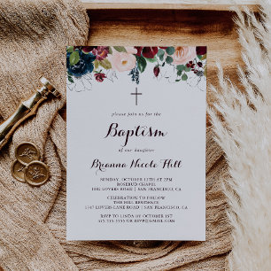 Illustrierte Fallkalligrafie-Taufe Einladung