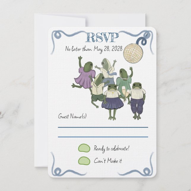 Illustrierte Frösche RSVP-Karte (Vorderseite)