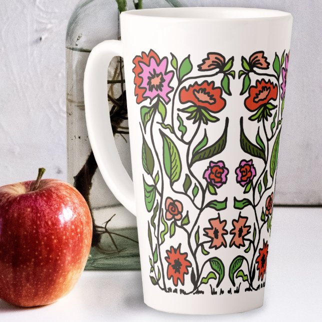 Illustrierte funky Gartenblumen  Milchtasse (Von Creator hochgeladen)