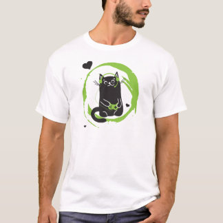 Illustrierte Gamer-Katze T-Shirt