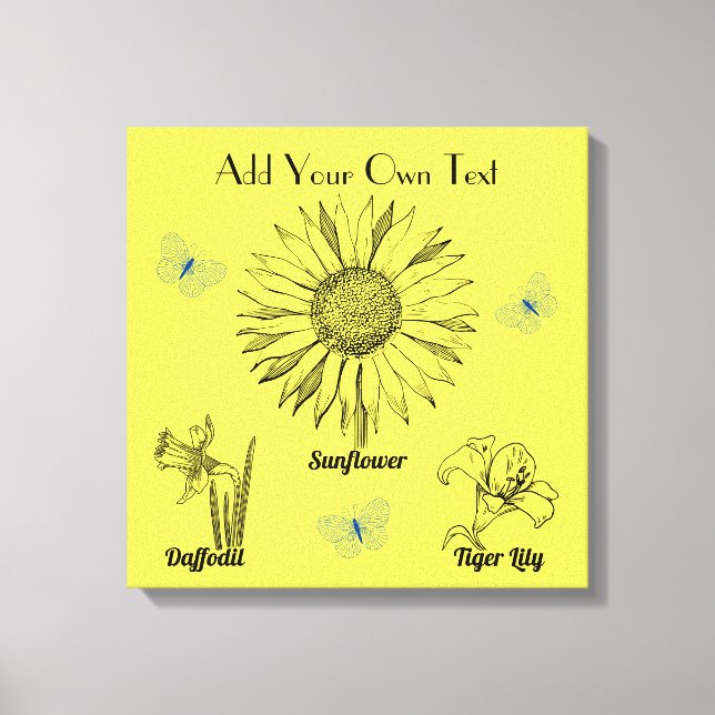 Illustrierte Gelbblumen Leinwanddruck (Vorderseite)
