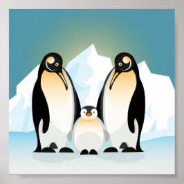 Illustrierte geometrische Pinguine standen mit Bab Poster