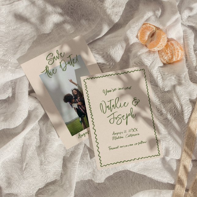 Illustrierte handgeschriebene Foto-Hochzeit Save The Date (Von Creator hochgeladen)