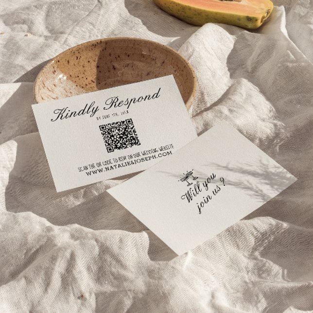 Illustrierte handgeschriebene QR-Hochzeit RSVP Karte (Von Creator hochgeladen)